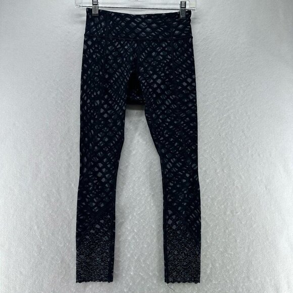 Lululemon Leggings Womens Size 4 Stuff Athletic Workout Black/Gray - Picture 1 of 11